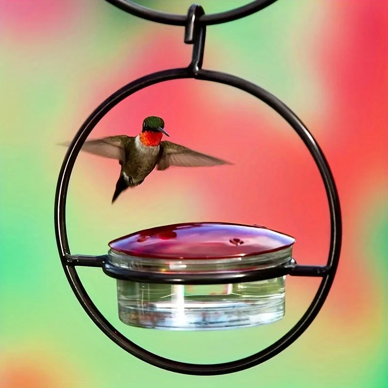 1pc//2pcs/3pcs Beautiful Hanging Hummingbird Feeder, Metal Bottle Humming Bird Feeder With Circular Metal Holder And Perch