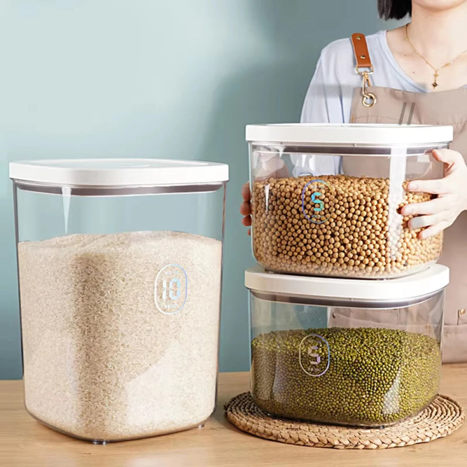 6L/12LSealed Rice Bucket Flour Storage Box Large Capacity Pet Grain Storage Bucket Cat Grain Bucket Miscellaneous Grain Rice Jar