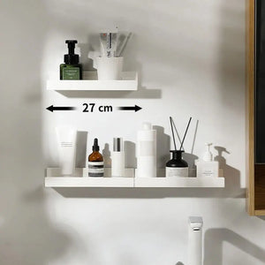 Multifunction Wall Mounted Bathroom Shelf ABS Self Adhesive Shower Storage Rack No-drill Stable Wall Organizer Kitchen Bathroom