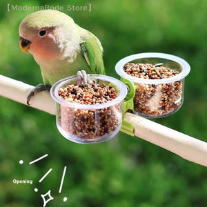 【N】Parrot Food Bowl Feeder Cup With Clip Small Pet Bird Feeder Water Bowl Bird Cage Feeder Pet Feeding Basin Bracket Accessories