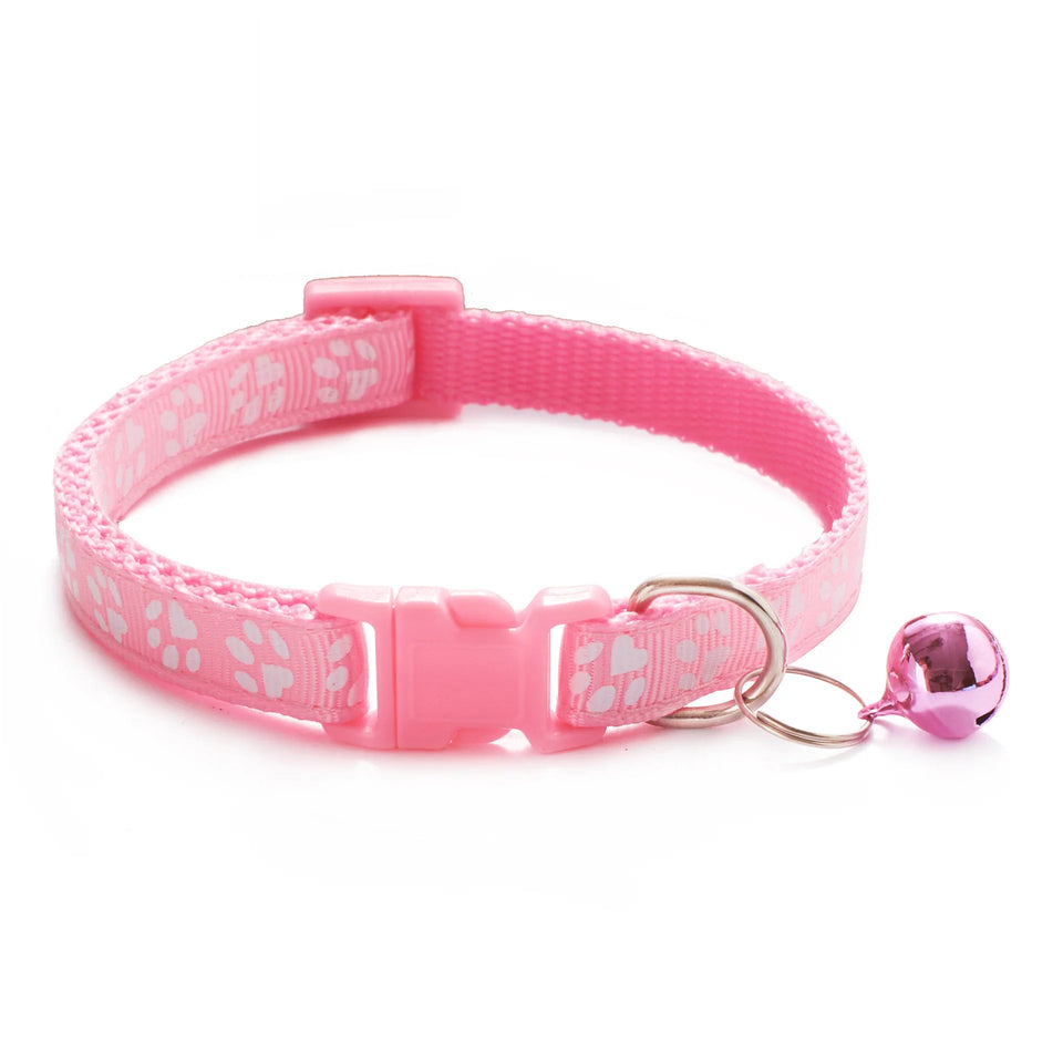 HABO Collar With Bell Cartoon Footprint Colorful Dog Puppy Cat Accessories Kitten Collar Adjustable Safety Bell Ring Necklace