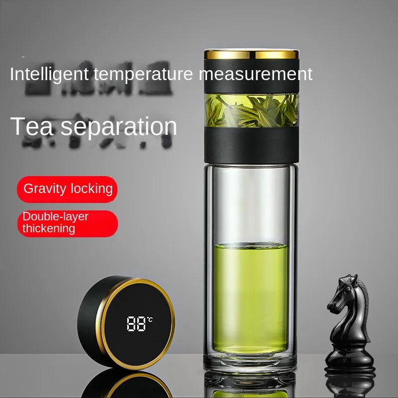 Tea Infuser Vacuum Flask Temperature LED Display 450ml Insulated Cup Stainless Steel Tumbler Thermos Bottle Travel Coffee Mug