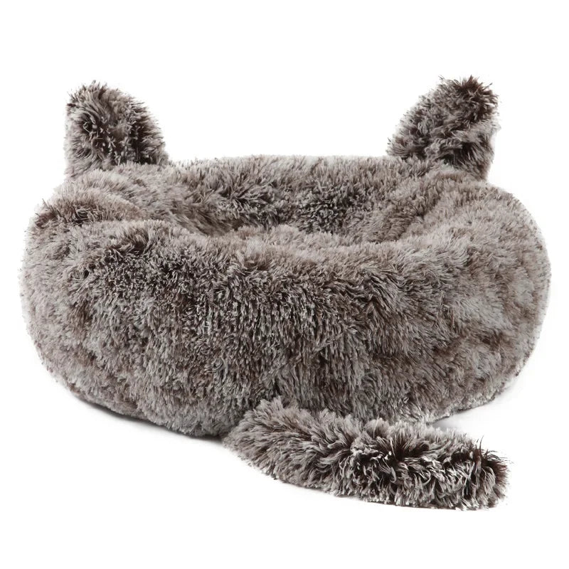 Cartoon Cat Bed Pet Nest Super Soft Warm Round Pet for Bed Semi Enclosed Dog and Cat House 2 in 1 Sleeping Bag Cat Princess Bed