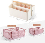 3 Pack Craft Organizers and Storage Set Portable Plastic Art Caddy with Handle & 2 Foldable Art Supply Storage Box Art Bin Craft