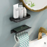 Aluminum Alloy Toilet Paper Holder Shelf With Tray Bathroom Accessories Kitchen Wall Hanging Punch-Free Toilet Paper Roll Holder
