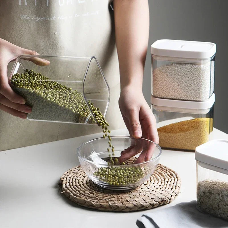 Clear Food Grade Plastic Storage Jar Airtight Seal for Kitchen Snacks Cereals Beans Kitchen Storage Organizer Kitchen Storage