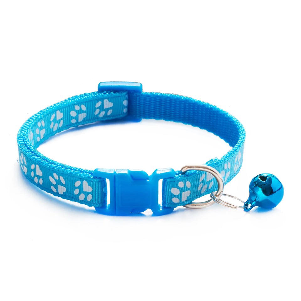 HABO Collar With Bell Cartoon Footprint Colorful Dog Puppy Cat Accessories Kitten Collar Adjustable Safety Bell Ring Necklace