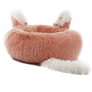 Cartoon Cat Bed Pet Nest Super Soft Warm Round Pet for Bed Semi Enclosed Dog and Cat House 2 in 1 Sleeping Bag Cat Princess Bed