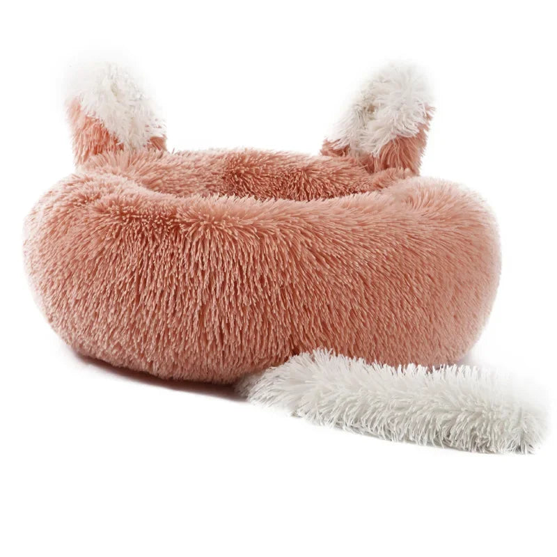 Cartoon Cat Bed Pet Nest Super Soft Warm Round Pet for Bed Semi Enclosed Dog and Cat House 2 in 1 Sleeping Bag Cat Princess Bed