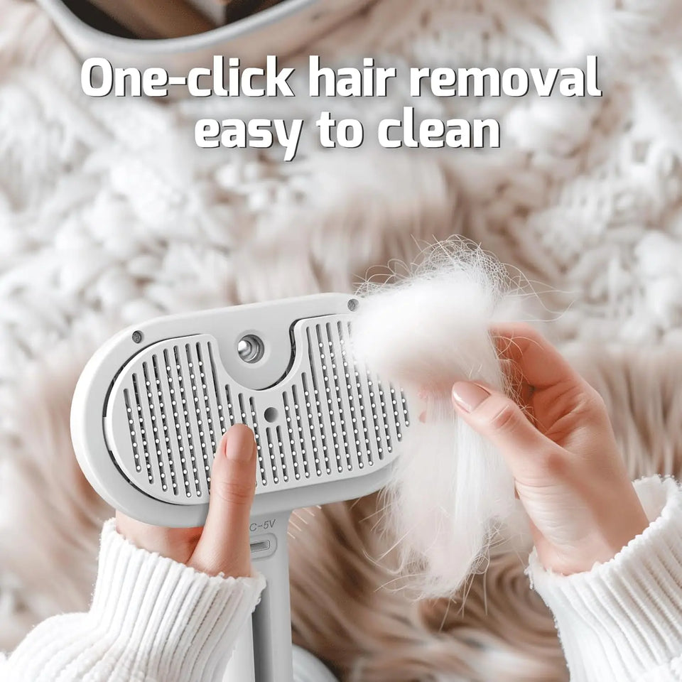Spray Cat Brush for Shedding - Pet Hair Removal Comb with Water Tank and Release Button Cat Dog Steam Brush Pet Steam Brush