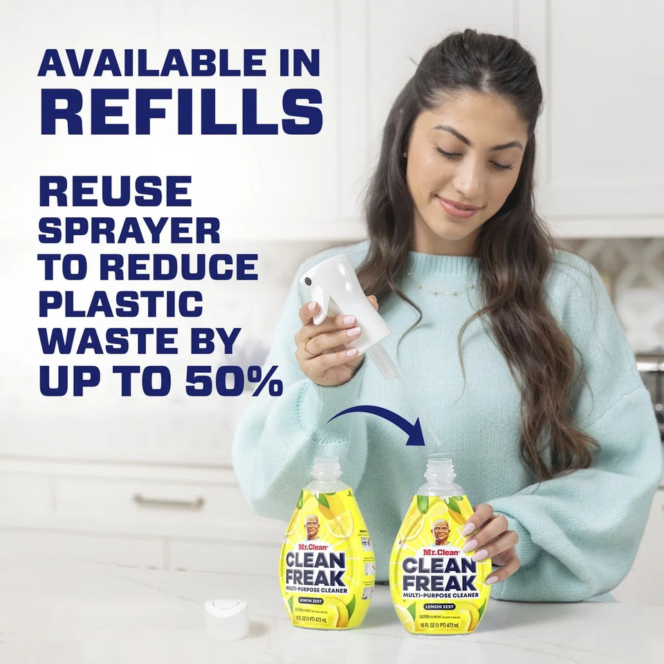Multi Surface Cleaning Spray Deep Cleaning Kit Refill Bundle Lemon Zest Scent 64 fl oz Powerful Grease and Grime Remover with