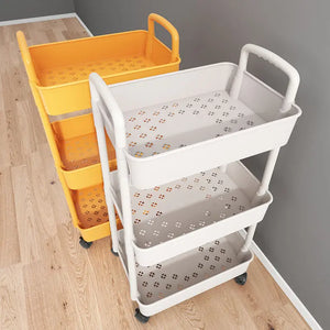 Mobile Kitchen and Bathroom Storage Cart with Multiple Layers Vegetable Basket Snack Organizer Bookshelf Cabinet Dish Rack