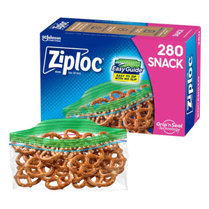 Snack Bags 280 Count Resealable Plastic Bags with EasyGuide Texture Grip Seal Technology Fresh Food Storage and Convenience