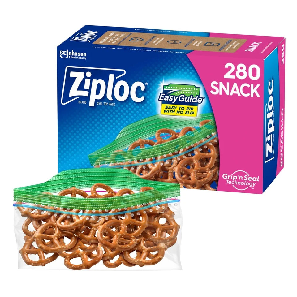 Snack Bags 280 Count Resealable Plastic Bags with EasyGuide Texture Grip Seal Technology Fresh Food Storage and Convenience