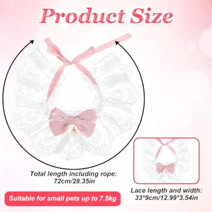 Cat Bow Collar Breakaway Kitten Collar with Cute Bow Tie Girl Cat Collars Cats Princess Costumes Pink Outfit for Kitty and Some