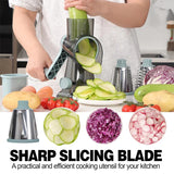 3-in-1 Rotary Cheese/Vegetable Grater & Nut Grinder, Manual Kitchen Slicer with Clear Container for Peanut/Food Prep
