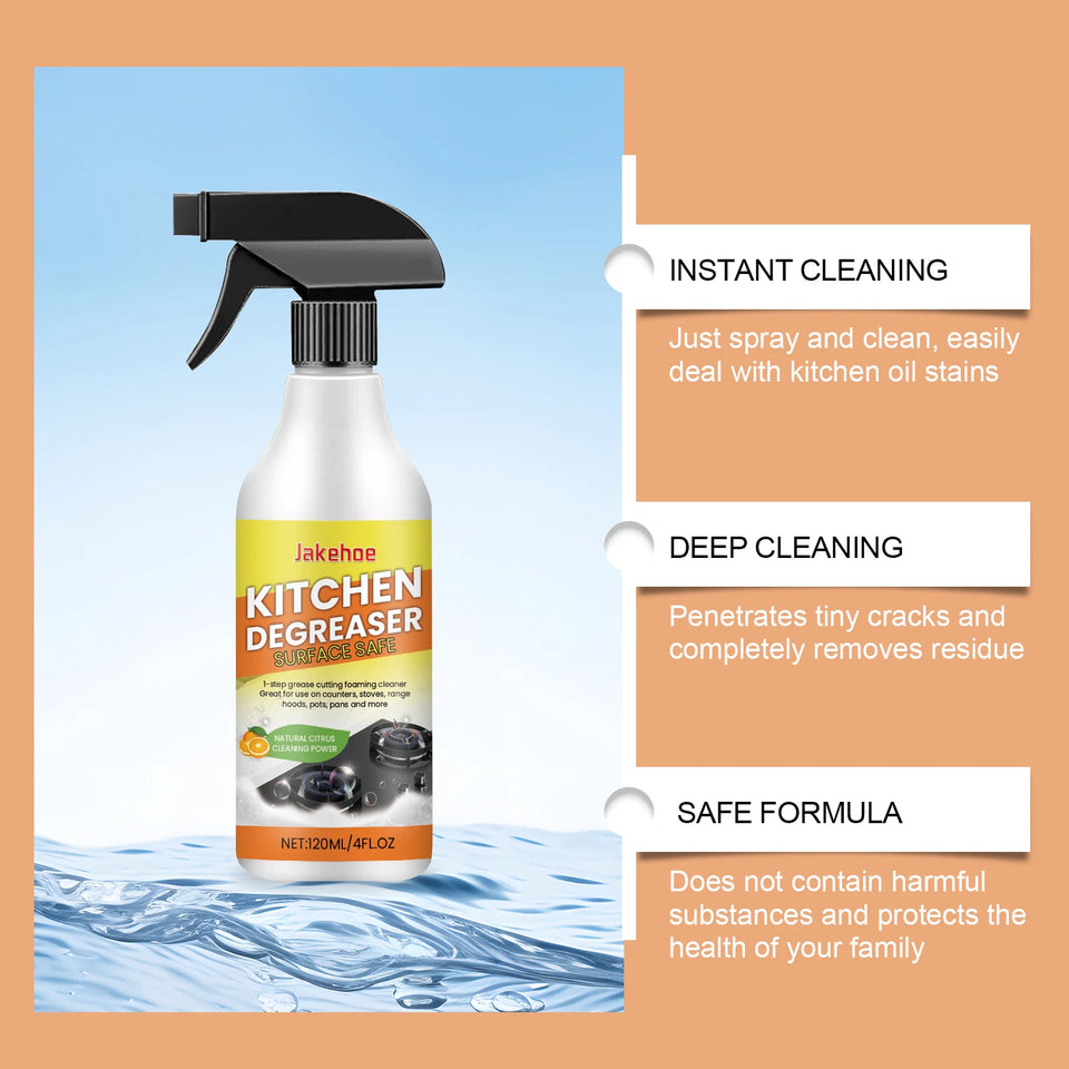 120ml Kitchen Degreaser Spray Household Oil Stain Deep Cleaning Stove Utensils Foam Cleaner Renewed Shine for Kitchen Appliances