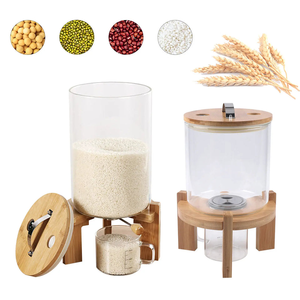 5L/7.5L Rice Dispenser Flour and Cereal Container Creative Glass Food Storage Container for Kitchen Organization
