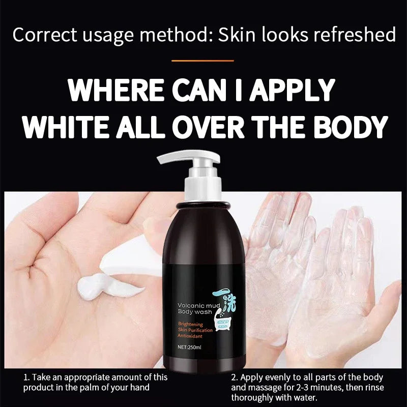 250ml Volcanic Mud Skin Care Body Wash Brightening Skin Tone Deep Cleansing Body Wash