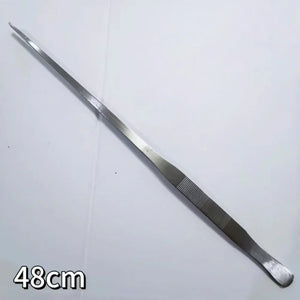 Stainless Steel Aquarium Tweezers Set (27/38/48cm) - Curved Aquascaping Tools for Plants & Feeding, Fish Tank Maintenance Kit