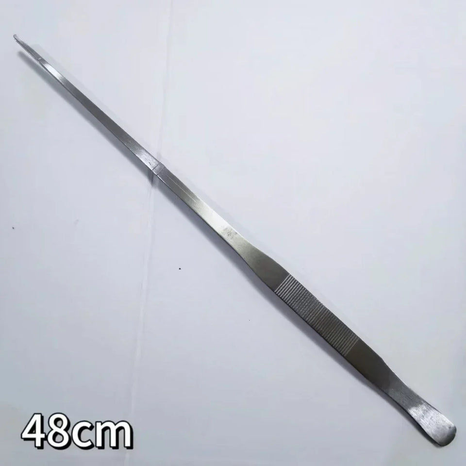Stainless Steel Aquarium Tweezers Set (27/38/48cm) - Curved Aquascaping Tools for Plants & Feeding, Fish Tank Maintenance Kit