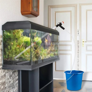 Adjustable Water Flow Sand Cleaner Press-Type Siphon Pump Aquarium Gravel Cleaner with Glass Scraper Fish Tank Water Changer Kit