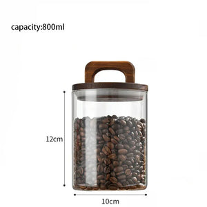 Clear Glass Jar with Bamboo Lid Sealed Canister Food Storage Container for Loose Tea Coffee Bean Sugar Salt Kitchen Gadgets