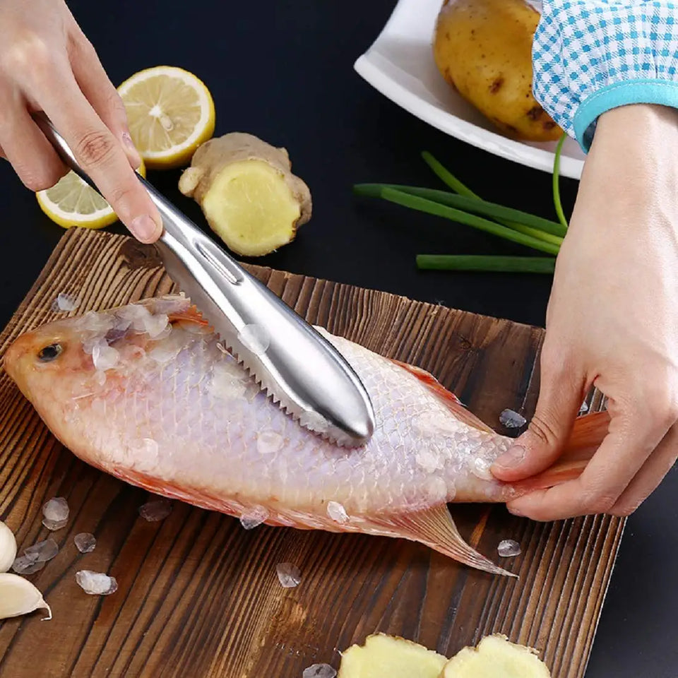 Stainless Steel Fish Scaler Remover - Sturdy Fish Scale Cleaner Descaler Tool- Reliable Fish Scale Cleaning Scraper