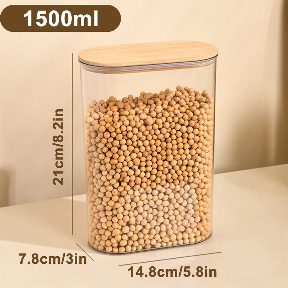 Hermetic Containers for Food Storage Pots Jar With Bamboo Lid Sealed Container Sugar Tea Cans Airtight Kitchen Coffee Jars