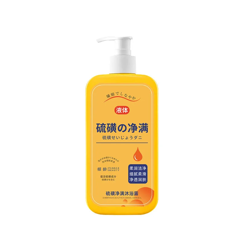 300ml Japanese Sulfur Liquid Soap Removing Mites Bath Gel Deep Cleaning Mites Removal Shower Gel Body Cleaning Health Care