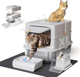 Extra Large Stainless Steel Covered Cat Litter Box for Large Cats