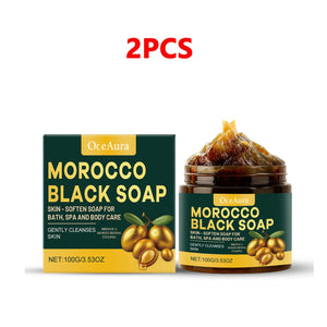 Natural Morocco Black Soap Dead Skin Remover Body Scrub Purifying Deep Cleansing Gentle on All Skin Types 100G/3.530Z