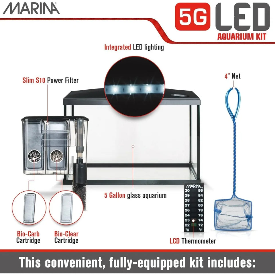 Beginner-Friendly 5 Gallon LED Aquarium Kit for New Fish Enthusiasts