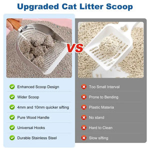 Cat Litter Shovel Pet Cleaning Tool carbon steel Wooden Handle Washable Kitten Litter Scoop Cats Toilet Cleaning Shovel Tool