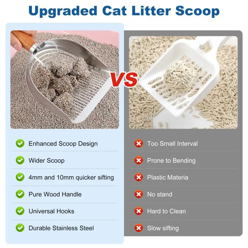 Cat Litter Shovel Pet Cleaning Tool carbon steel Wooden Handle Washable Kitten Litter Scoop Cats Toilet Cleaning Shovel Tool