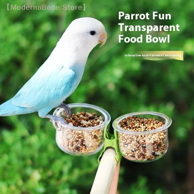 【N】Parrot Food Bowl Feeder Cup With Clip Small Pet Bird Feeder Water Bowl Bird Cage Feeder Pet Feeding Basin Bracket Accessories