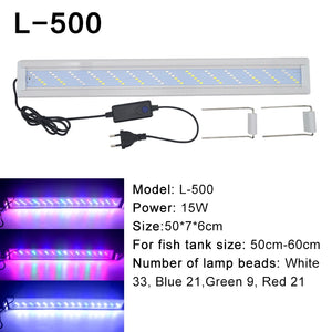 Super Bright Lamp LED Aquarium Light for Aquatic Plant Grow Fish Tank Extensible Clip RGB Waterproof Lamp 220-240V 20~70CM