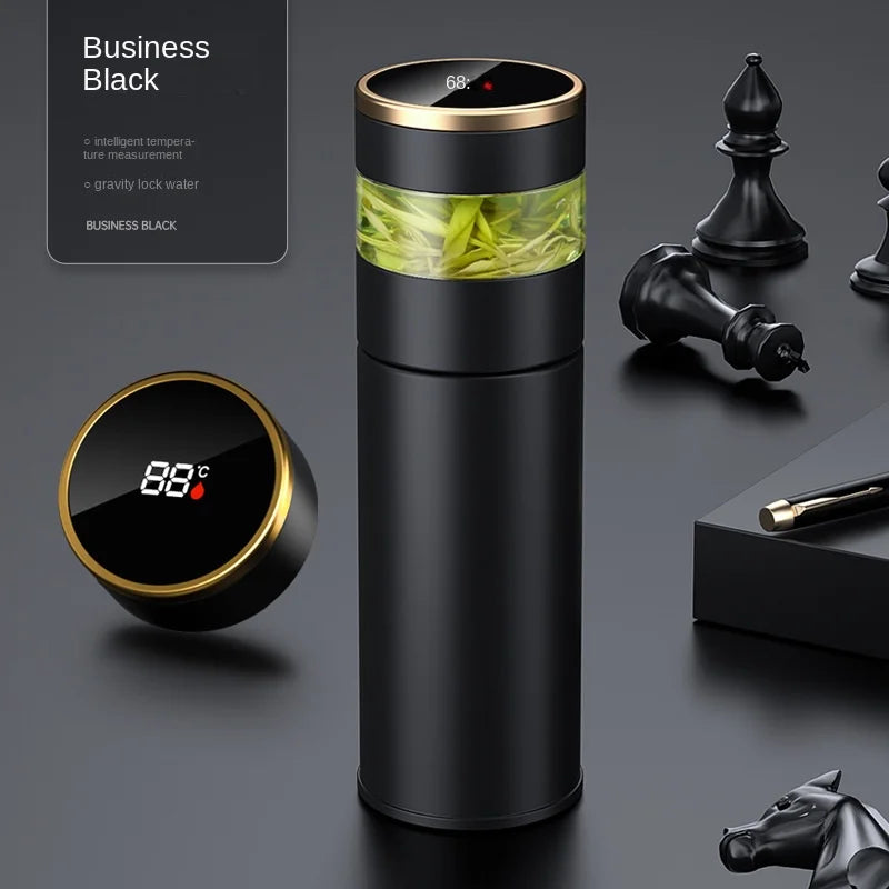 Tea Infuser Vacuum Flask Temperature LED Display 450ml Insulated Cup Stainless Steel Tumbler Thermos Bottle Travel Coffee Mug