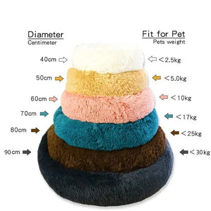 Round Dog Bed Winter Warm Cat Bed Plush Basket for Dog Washable Pet Bed for Small Medium Large Dog Sofa Cat