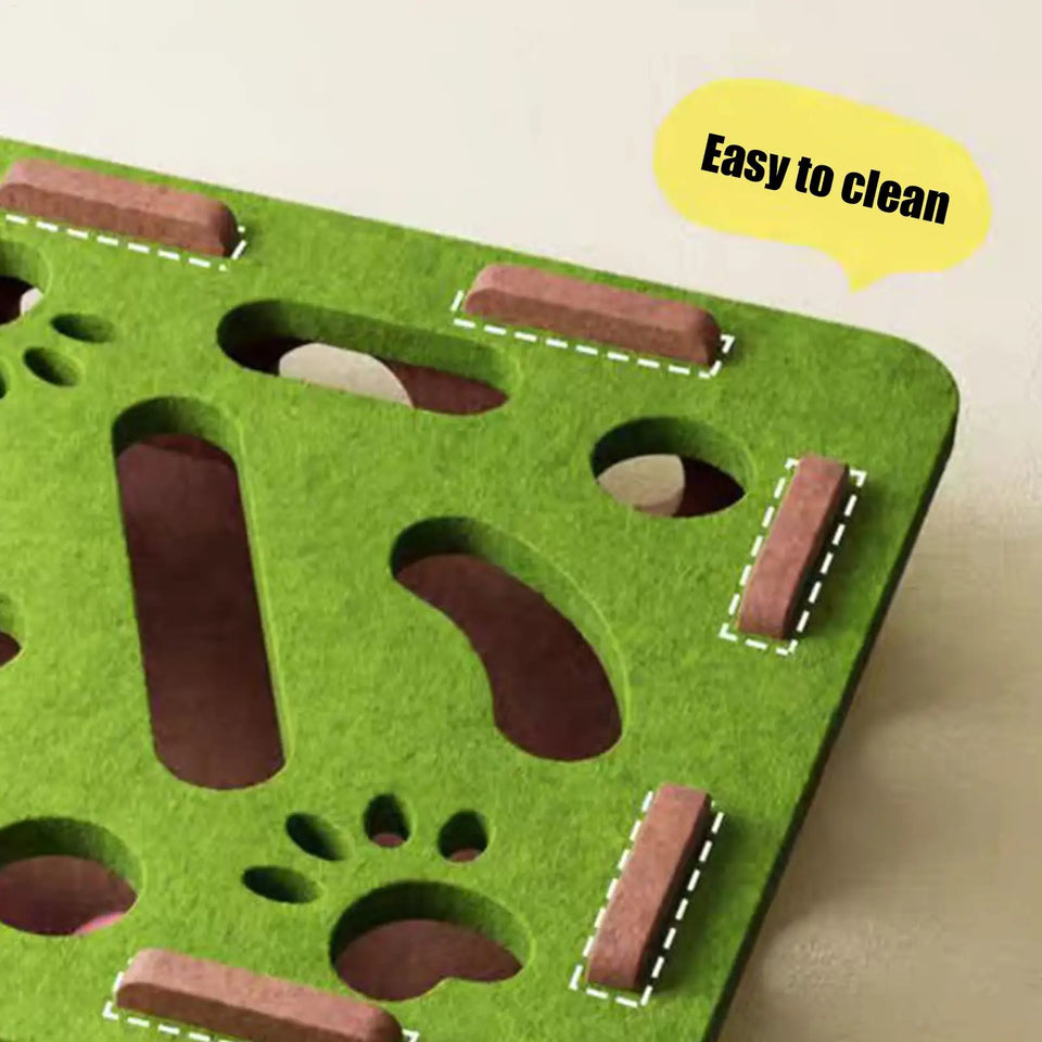 Interactive Cat Puzzle Box Toy with Bell - Felt Maze Game for Mental Stimulation, Enrichment, Scratching Exercise for Indoor Cat