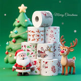 5Rolls/1Roll Christmas Toilet Paper Rolls - Festive Santa Reindeer Snowman Holiday Designs, with Red Top & Evergreen Tree Design