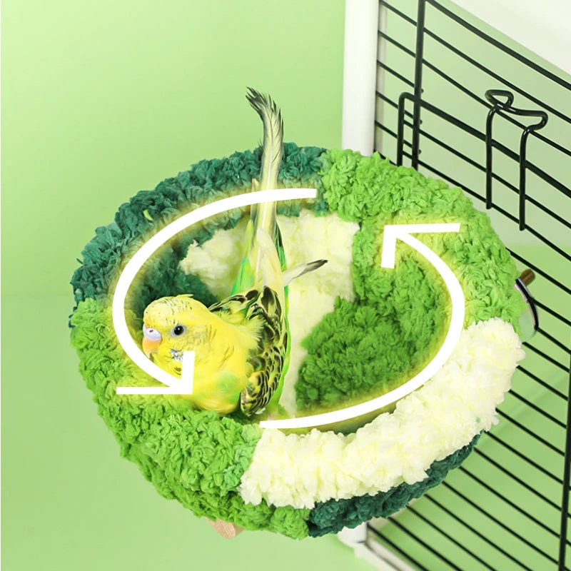 Bird Cage Nest Warm Plush Nest with Stick Bird Beds Parrot Nest Parakeet Nest Cockatiel Bed Winter Sleeping Bed Bird Hammock
