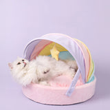 Cat House Bed Cute Cat Bed Rainbow Tent Pet Dog Sleeping Pad Winter Warm Deep Sleep Cat Nest Comfortable Breathable Cat House