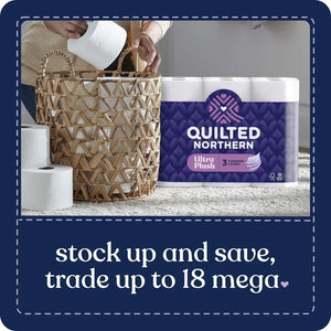 Ultra Plush 3 Ply Toilet Paper 12 Mega Rolls Soft Absorbent Bulk Bath Tissue 3060 Sheets Septic Safe Lint Free 3X Thicker