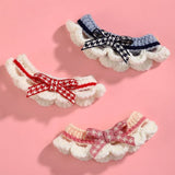 Cute Bow-knot Hand-knitted Saliva Towel  Kitten Cat Puppy  Adjustable Collar Pet Decorative Dog Cat Collar Pet dog Accessories