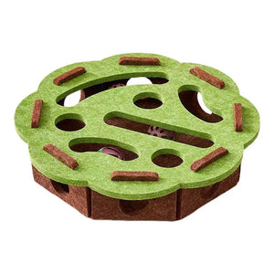 Interactive Cat Puzzle Box Toy with Bell - Felt Maze Game for Mental Stimulation, Enrichment, Scratching Exercise for Indoor Cat