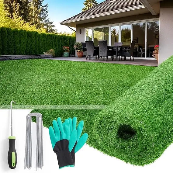 Artificial Grass Turf Roll Outdoor for Garden Landscape Decoration, Astroturf Rug with Drainage Holes,Synthetic Grass Lawn for B