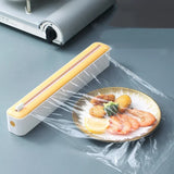 Practical Kitchen Tool Plastic Wrap Dispenser with Cutter, Adjustable Foil & Cling Film Storage Box Food Wrap Organizer
