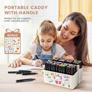 3 Pack Craft Organizers and Storage Set Portable Plastic Art Caddy with Handle & 2 Foldable Art Supply Storage Box Art Bin Craft