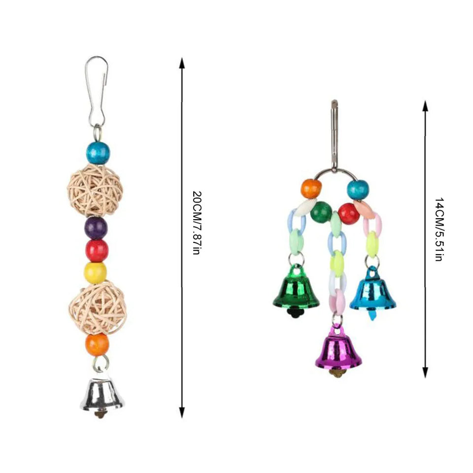 10PCS Bird Toys Set Swing Chewing Training Toys Bird Perch Stand Parrot Toy for Budgerigar Parakeet Conure Cockatiel Mynah